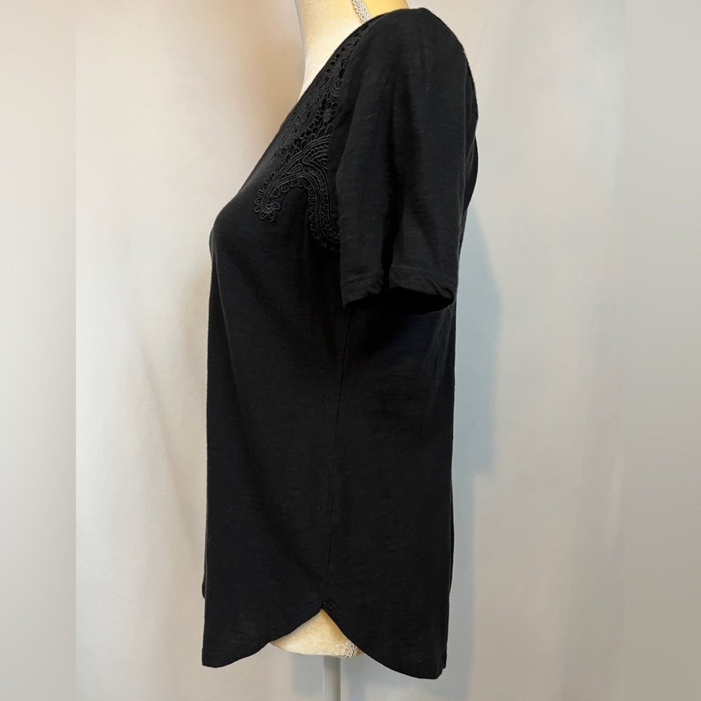 Loft Black Short Sleeve Top Size Small - Picture 4 of 7